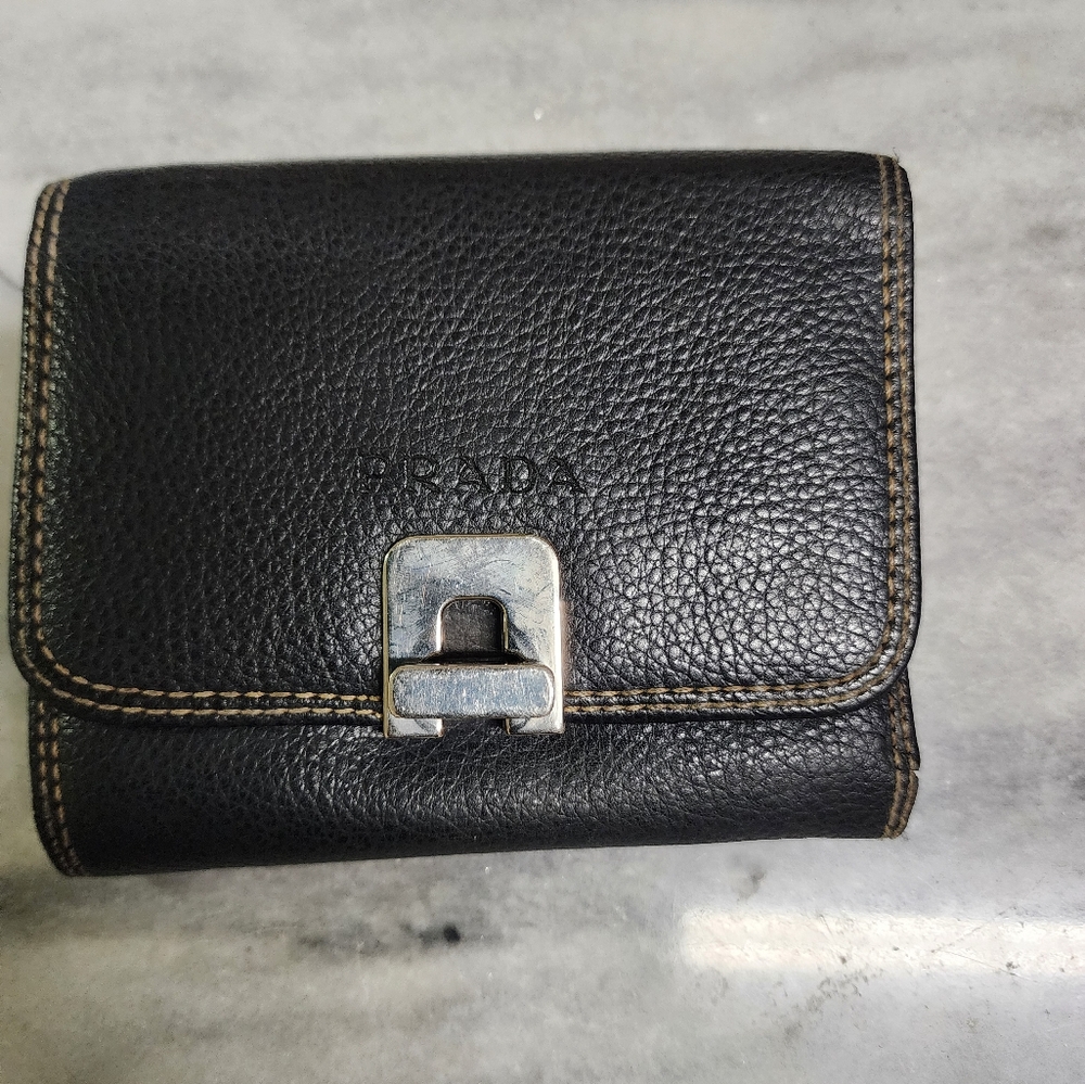 Trifold Black Leather Wallet